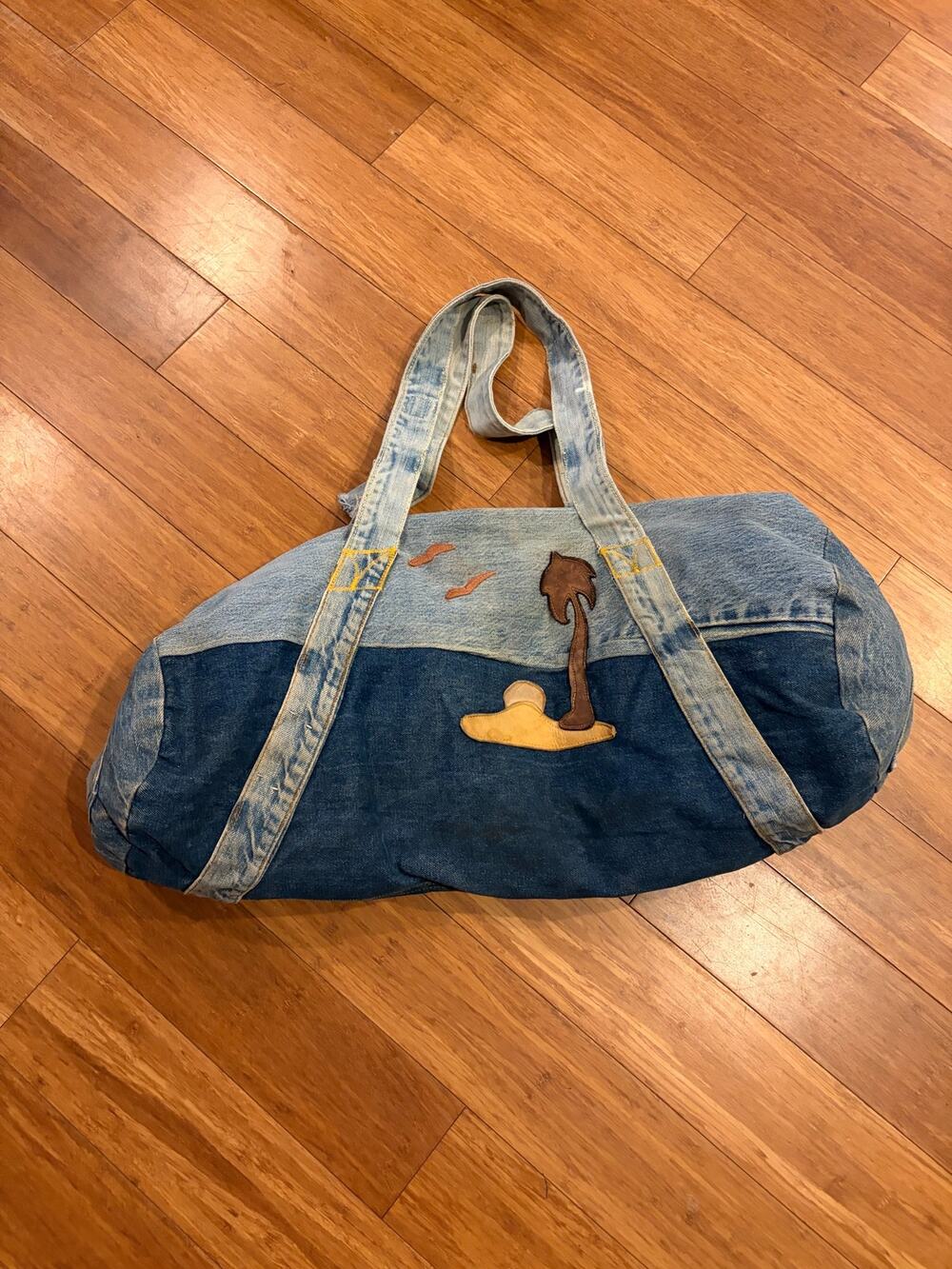 Vintage made from distressed jeans duffle bag